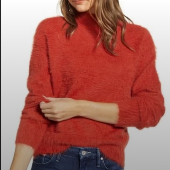 Lou & Grey Sweaters - 🔴 4/$15 Lou & Grey Blood Orange soft eyelash mock neck ls sweater size XS NWT